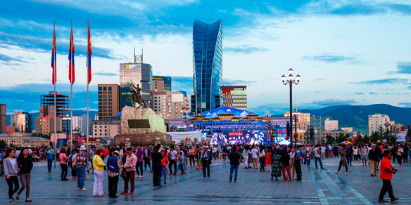 Naadam traditional festival on Chinggis Square (Sukhbaatar Square), Ulaanbaatar, Mongolia