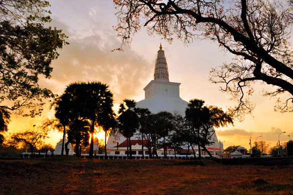 Temple with stupa in Anuradhapura, Sri Lanka